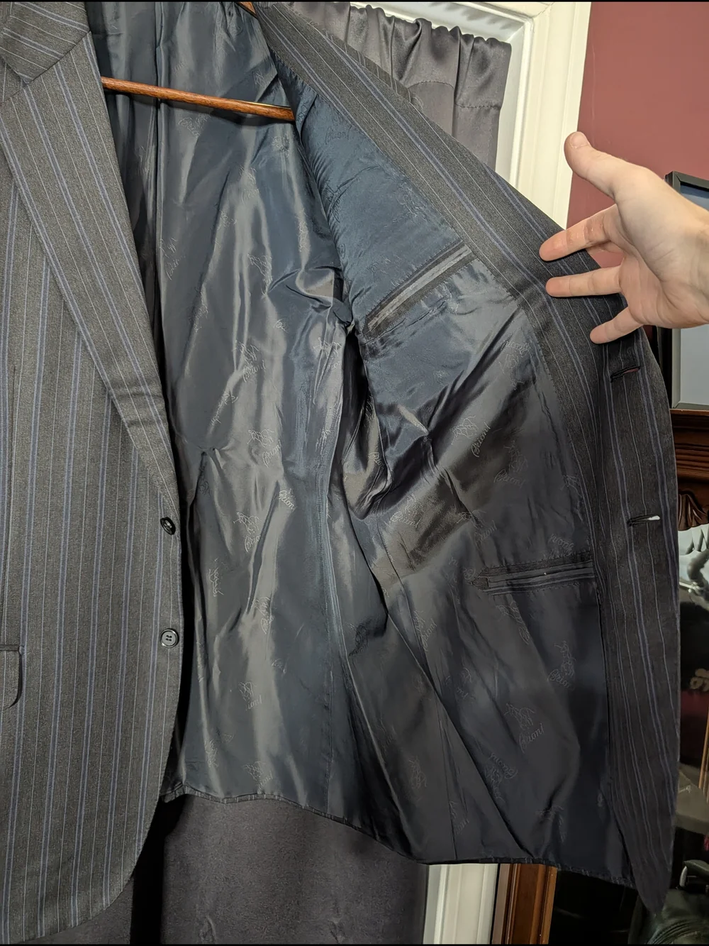 BRIONI Charcoal/Blue Striped SOFT Wool Two-Button Italian Sport Coat 48L